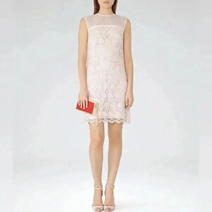 REISS SHANFORD SUGAR LACE LIGHT PINK DRESS SIZE 0